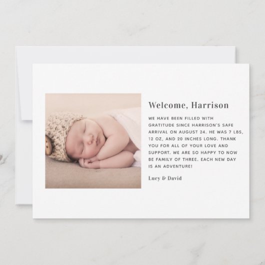 Aankondiging van de geboorte van een moderne baby (Achterkant)