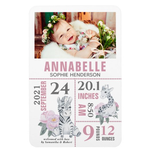 Aankondiging van de geboorte van een moderne baby- magneet (Verticaal)
