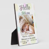 Aankondiging van de geboorte van een moderne blauw fotoplaat (Zijkant)