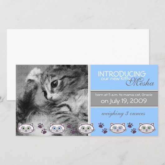 Aankondiging van de geboorte van een nieuw huisdie (Voorkant / Achterkant)