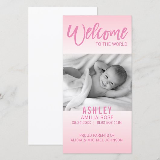 Aankondiging van de geboorte van een nieuwe baby | (Voorkant / Achterkant)