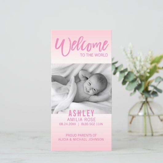 Aankondiging van de geboorte van een nieuwe baby | (Staand voorkant)