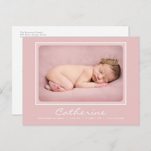 Aankondiging van de geboorte van een pasgeboren ba briefkaart (Voorkant / Achterkant)