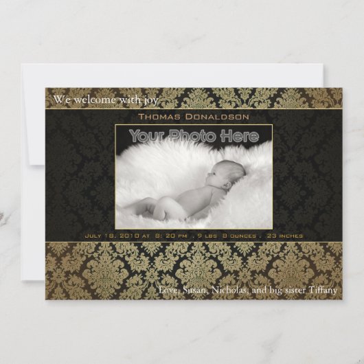 Aankondiging van de geboorte van Elegant baby (Voorkant)