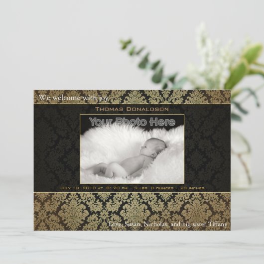 Aankondiging van de geboorte van Elegant baby (Staand voorkant)