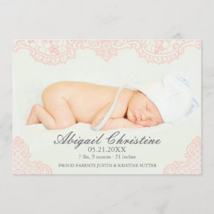 Aankondiging van de geboorte van Elegant Lace Baby