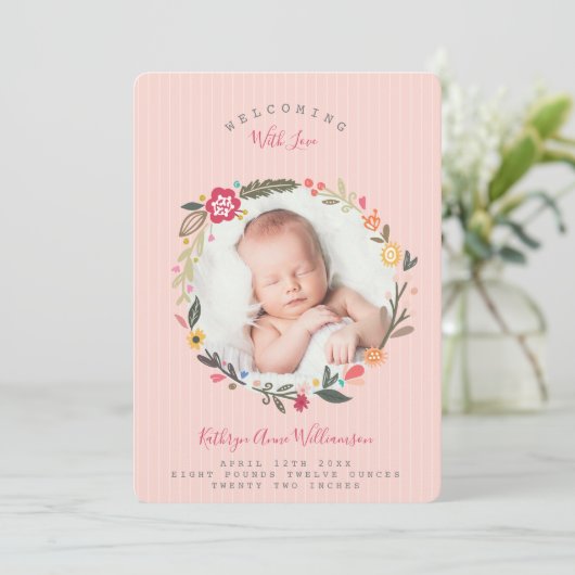 Aankondiging van de geboorte van flora met flora e (Staand voorkant)