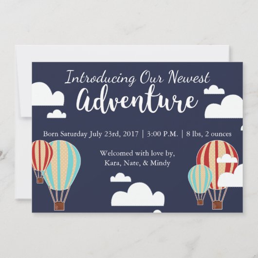 Aankondiging van de geboorte van het heetluchtball (Achterkant)