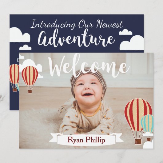 Aankondiging van de geboorte van het heetluchtball (Voorkant / Achterkant)