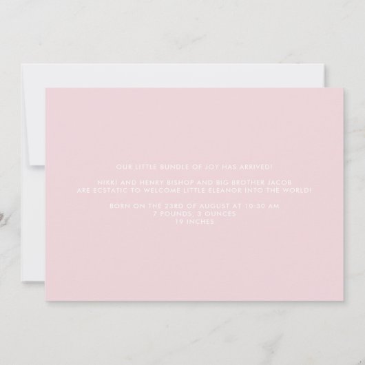 Aankondiging van de geboorte van het Lijst Dainty  (Achterkant)