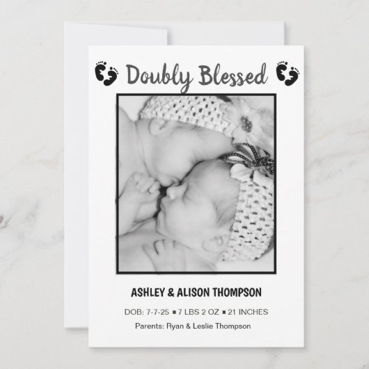 Aankondiging van de geboorte van je foto Twins toe (Voorkant)