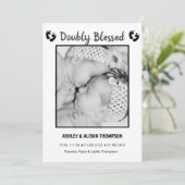 Aankondiging van de geboorte van je foto Twins toe (Staand voorkant)