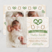 Aankondiging van de geboorte van Monogram Shamrock (Voorkant / Achterkant)