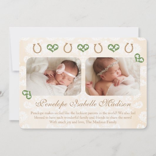 Aankondiging van de geboorte van Monogram Shamrock (Achterkant)