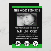 Aankondiging van de geboorte van Motocross Dirt Bi (Voorkant / Achterkant)