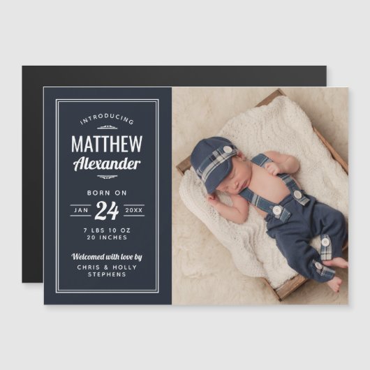 Aankondiging van de geboorte van Navy Baby Boy Mag (Voorkant / Achterkant)