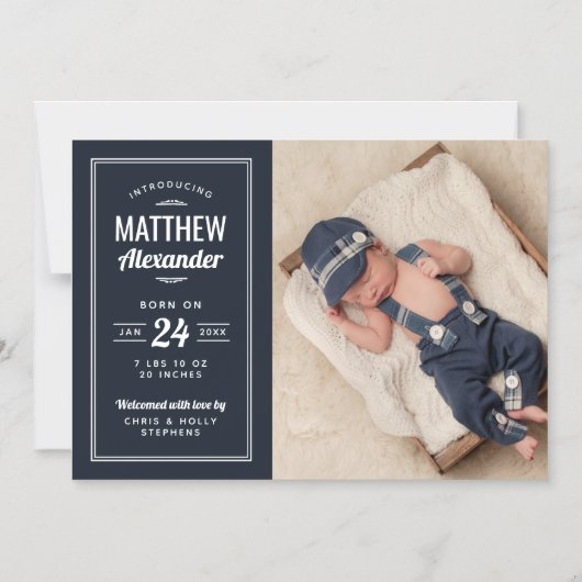 Aankondiging van de geboorte van Navy Baby Boy Mag (Voorkant)