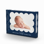 Aankondiging van de geboorte van Navy Modern Scall Fotoblokken (Rechts)