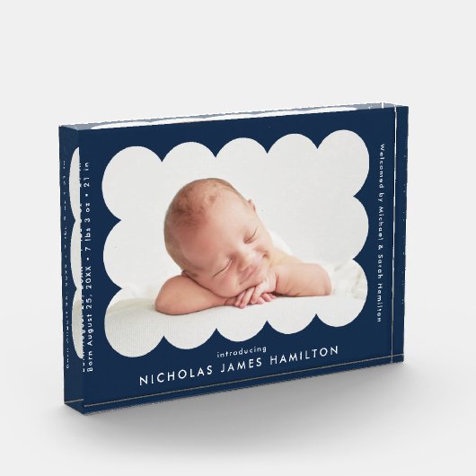 Aankondiging van de geboorte van Navy Modern Scall Fotoblokken (Links)