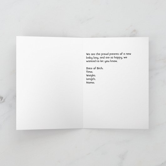 Aankondiging van de geboorte van New Baby Boy (Binnen)