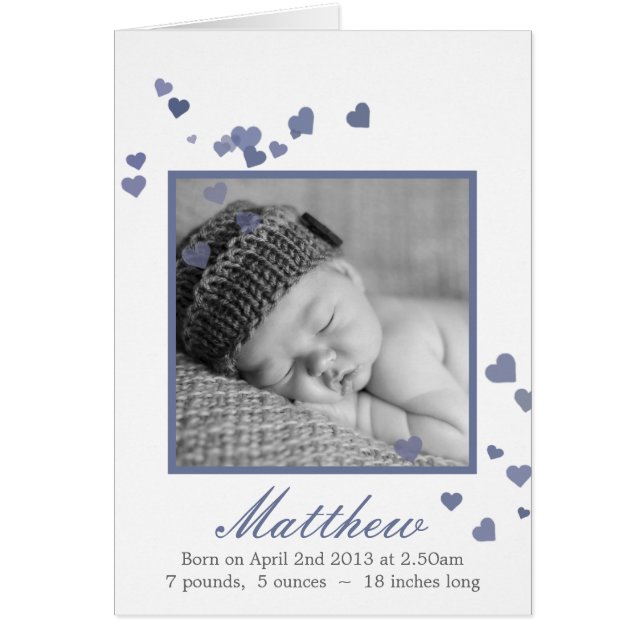 Aankondiging van de geboorte van New Baby Boy Foto (Voorkant)