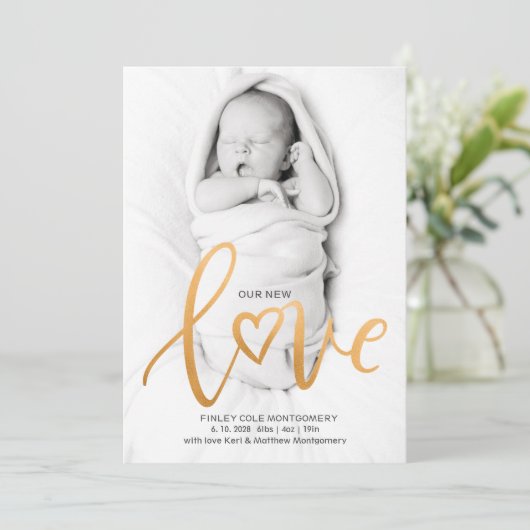 Aankondiging van de geboorte van onze nieuwe liefd (Staand voorkant)