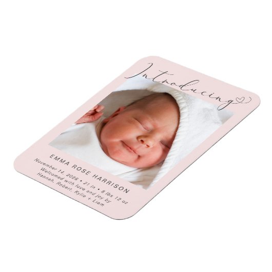 Aankondiging van de geboorte van Photo Baby Girl Magneet (Linkerzijde)