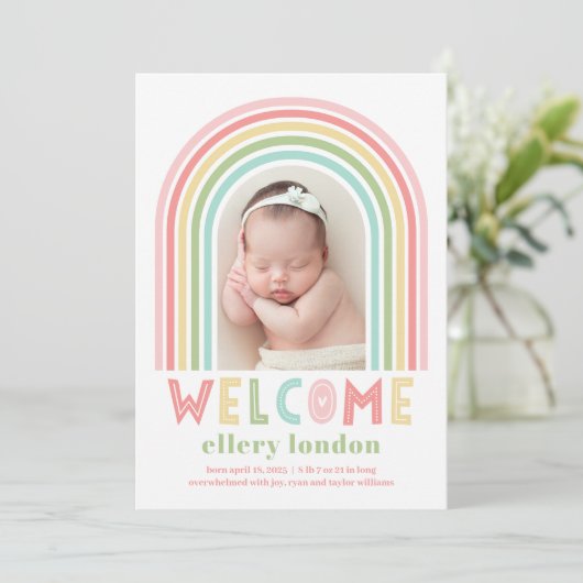 Aankondiging van de geboorte van Rainbow Bliss Bab (Staand voorkant)