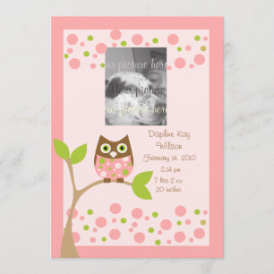 Aankondiging van de geboorte van Roze Owl..