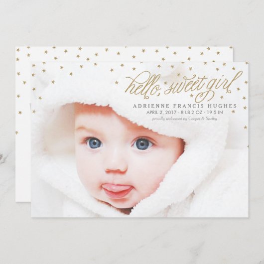 Aankondiging van de geboorte van Twinkly Gold Star (Voorkant / Achterkant)