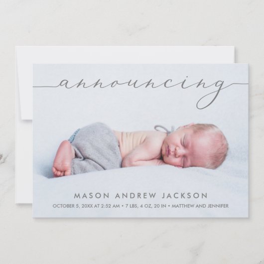 Aankondiging van de geboorteaankondigingen van Bab (Voorkant)