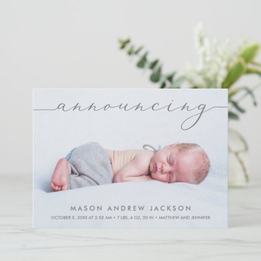 Aankondiging van de geboorteaankondigingen van Bab (Staand voorkant)