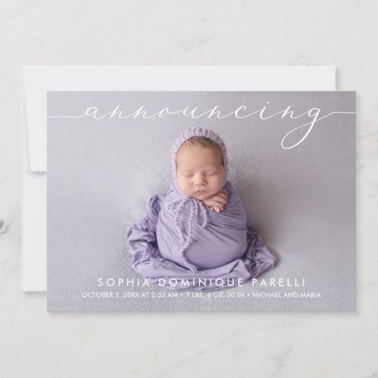 Aankondiging van de geboorteaankondigingen van de (Voorkant)