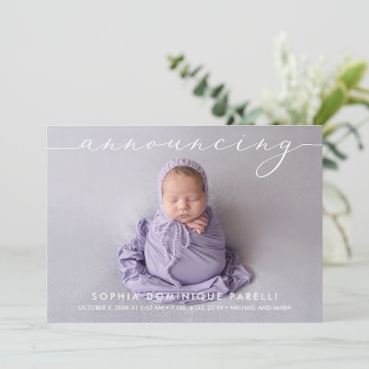 Aankondiging van de geboorteaankondigingen van de (Staand voorkant)