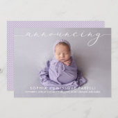 Aankondiging van de geboorteaankondigingen van de (Voorkant / Achterkant)