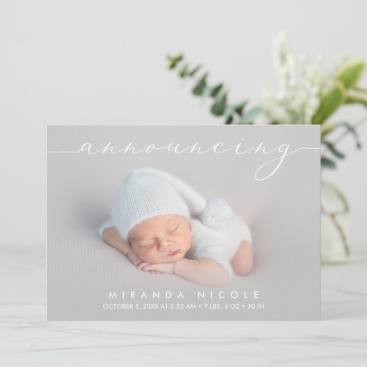 Aankondiging van de geboorteaankondigingen van de  (Staand voorkant)