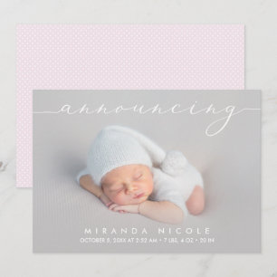 Aankondiging van de geboorteaankondigingen van de