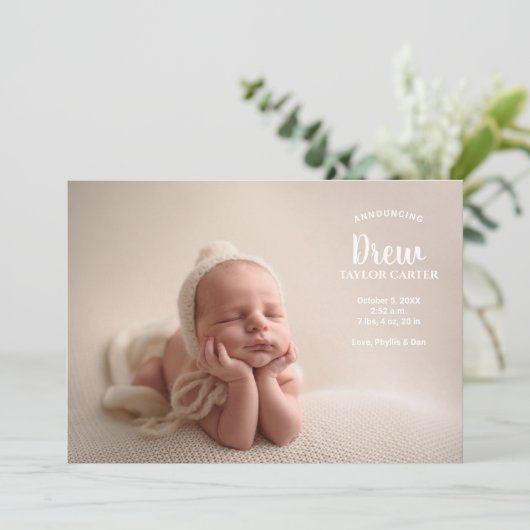 Aankondiging van de geboortedatum van onze baby Gi (Staand voorkant)