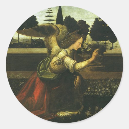 Aankondiging van de Heer van Leonardo da Vinci Ronde Sticker (Voorkant)