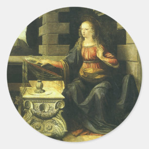 Aankondiging van de Heer van Leonardo da Vinci Ronde Sticker