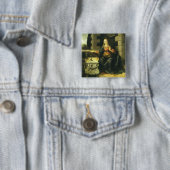 Aankondiging van de Heer van Leonardo da Vinci Vierkante Button 5,1 Cm (In situ)