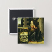 Aankondiging van de Heer van Leonardo da Vinci Vierkante Button 5,1 Cm (Voorkant /achterkant)