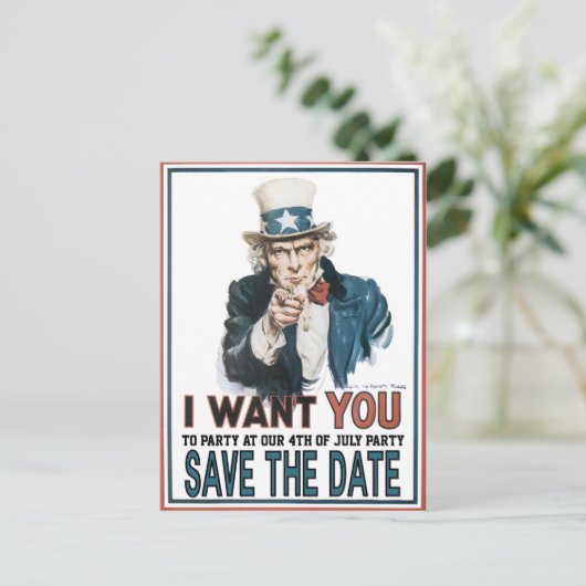 Aankondiging van de Iconische  Oom Sam Party (Staand voorkant)