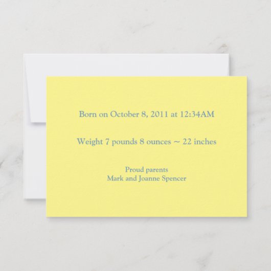 Aankondiging van de ijsmaanbaby (Achterkant)