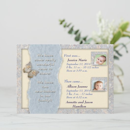 Aankondiging van de jongste tweeling (Staand voorkant)