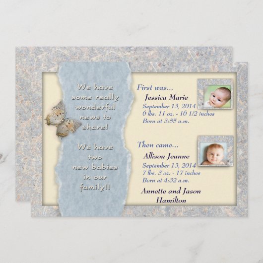 Aankondiging van de jongste tweeling (Voorkant / Achterkant)