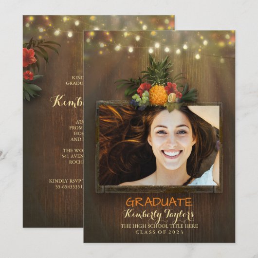 Aankondiging van de Luau Pineapple Photo Graduatio (Voorkant / Achterkant)