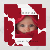 Aankondiging van de Modern Red Watercolor Baby (Voorkant / Achterkant)