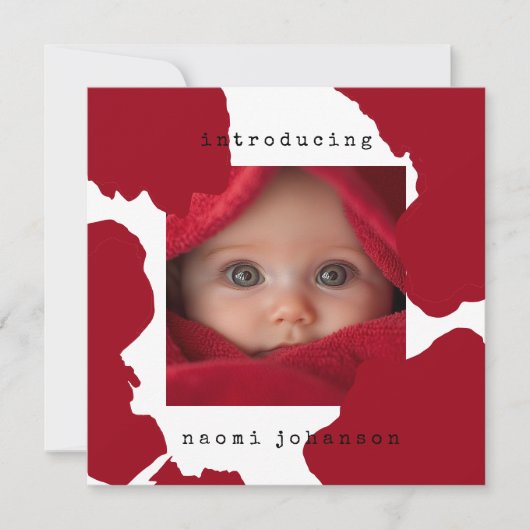 Aankondiging van de Modern Red Watercolor Baby (Voorkant)