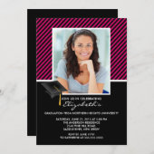 Aankondiging van de moderne Black Stripe Graduatio (Voorkant / Achterkant)